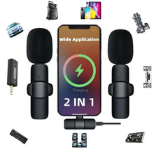 Load image into Gallery viewer, GAMINJA Wireless Lavalier Microphone Portable Audio Video Recording Mini Mic for iPhone Android Live Broadcast Gaming Phone Mic
