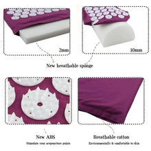 Load image into Gallery viewer, Yoga Massage Mat Acupressure Relieve Stress Back Cushion Massage Yoga Mat Back Pain Relief Needle Pad With Pillow
