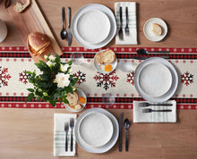 Load image into Gallery viewer, Christmas Snowflake Red Plaid Linen Table Runners for Dining Table Wedding Party Decor Dining Table Runners Navidad Decorations
