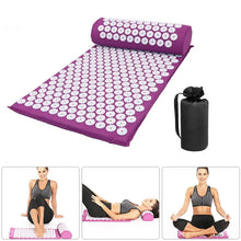 Load image into Gallery viewer, Yoga Massage Mat Acupressure Relieve Stress Back Cushion Massage Yoga Mat Back Pain Relief Needle Pad With Pillow
