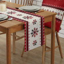 Load image into Gallery viewer, Christmas Snowflake Red Plaid Linen Table Runners for Dining Table Wedding Party Decor Dining Table Runners Navidad Decorations
